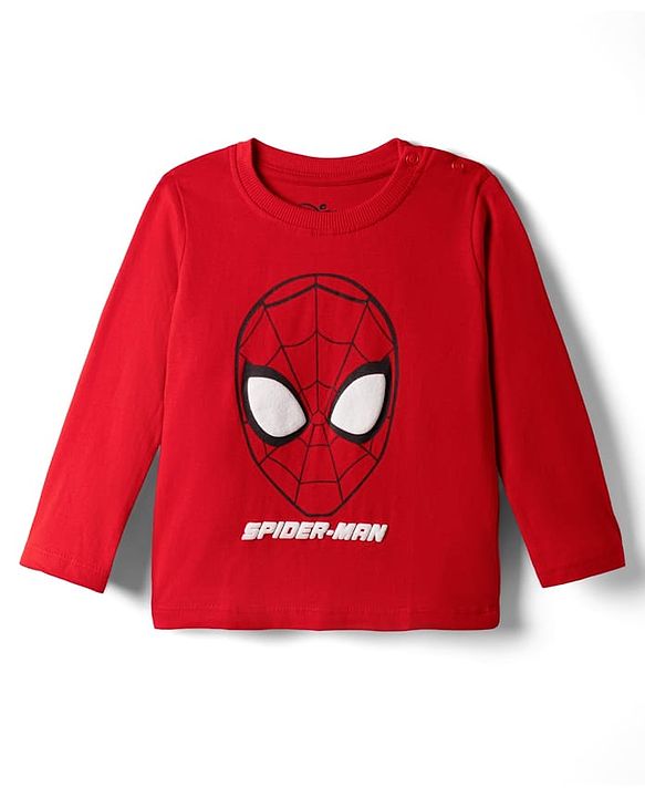 Babyhug Marvel 100% Cotton Single Jersey Knit Full Sleeves T-Shirt & Pajama Night Suit with Spider Man Graphic Print - Red & Blue