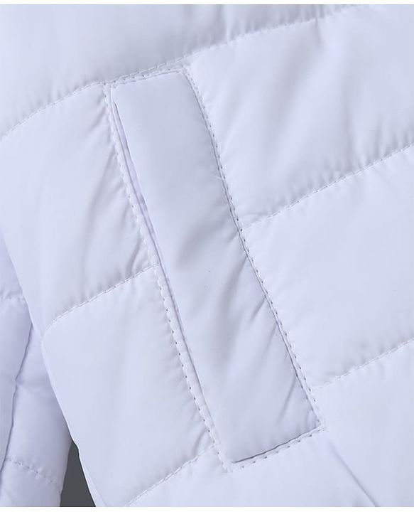 Babyhug Woven Full Sleeves Hooded Padded Quilted Winter Jacket with Varsity Print - White