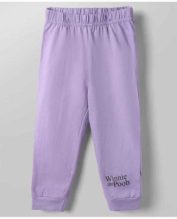 Babyhug Disney 100% Cotton Single Jersey Knit Full Sleeves T-Shirt & Pajama Night Suit with Winnie The Pooh Graphic Print - White & Purple