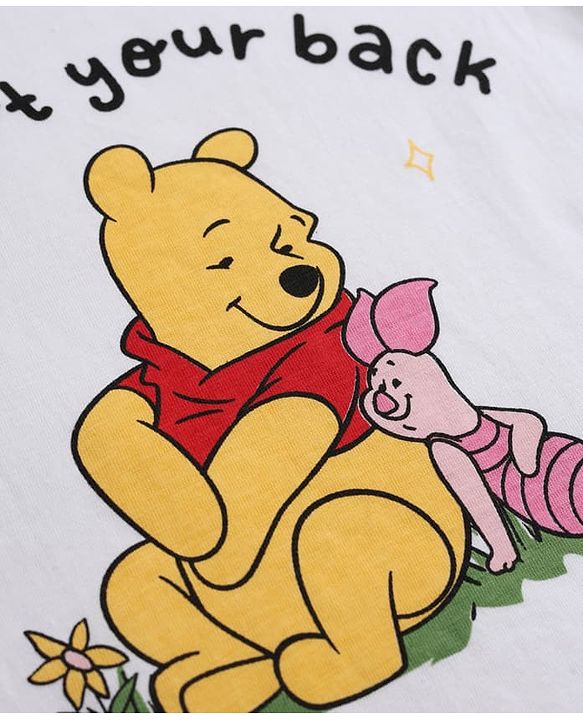 Babyhug Disney Single Jersey Knit Full Sleeves T-Shirt & Pyjama Night Suit with Winnie the Pooh Graphic - White