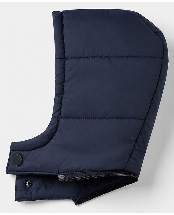 Babyhug Woven Hooded Padded Quilted Winter Jacket with Full Sleeves and 9 Embroidered Patch with Cut & Sew - Navy Blue