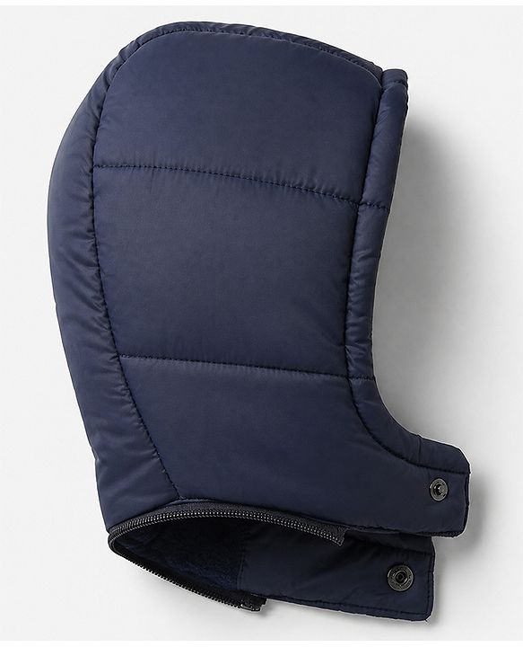 Babyhug Woven Hooded Padded Quilted Winter Jacket with Full Sleeves and 9 Embroidered Patch with Cut & Sew - Navy Blue