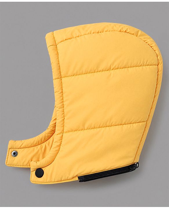 Babyhug Woven Full Sleeves Padded Quilted Winter Jacket with Detachable Hood & Mountain Landscape Print - Yellow