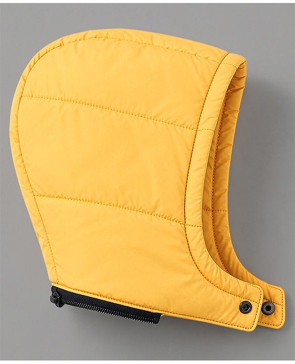 Babyhug Woven Full Sleeves Padded Quilted Winter Jacket with Detachable Hood & Mountain Landscape Print - Yellow