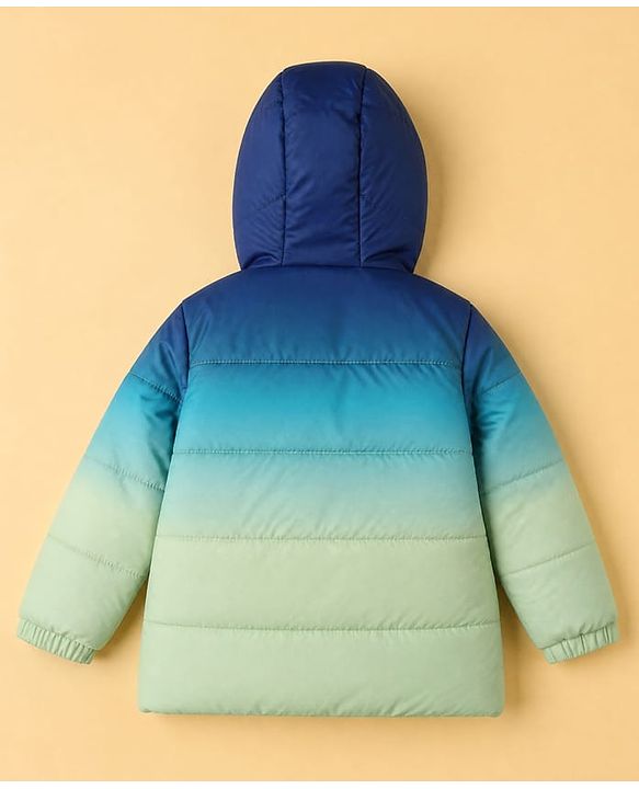 Babyhug Woven Full Sleeves Hooded Padded Quilted Winter Jacket with Ombre Effect - Blue