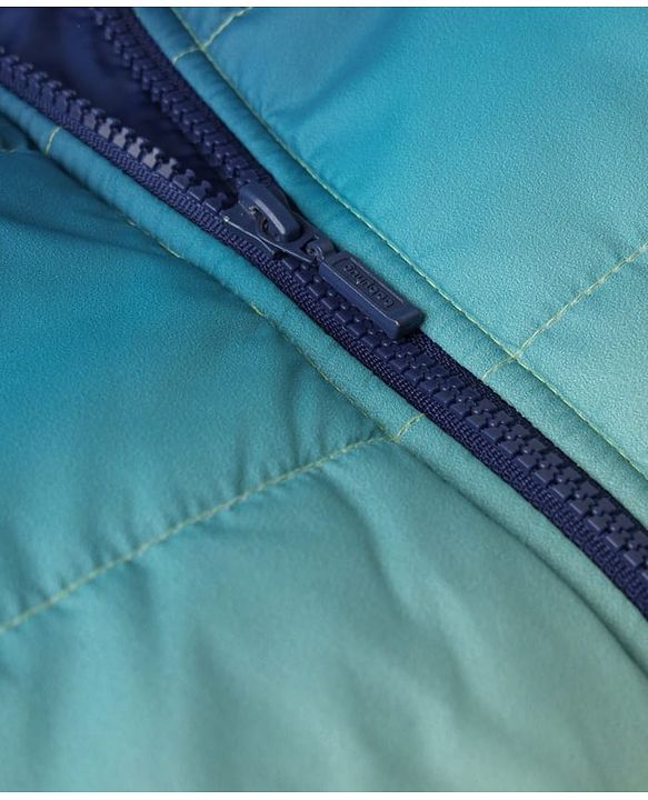 Babyhug Woven Full Sleeves Hooded Padded Quilted Winter Jacket with Ombre Effect - Blue