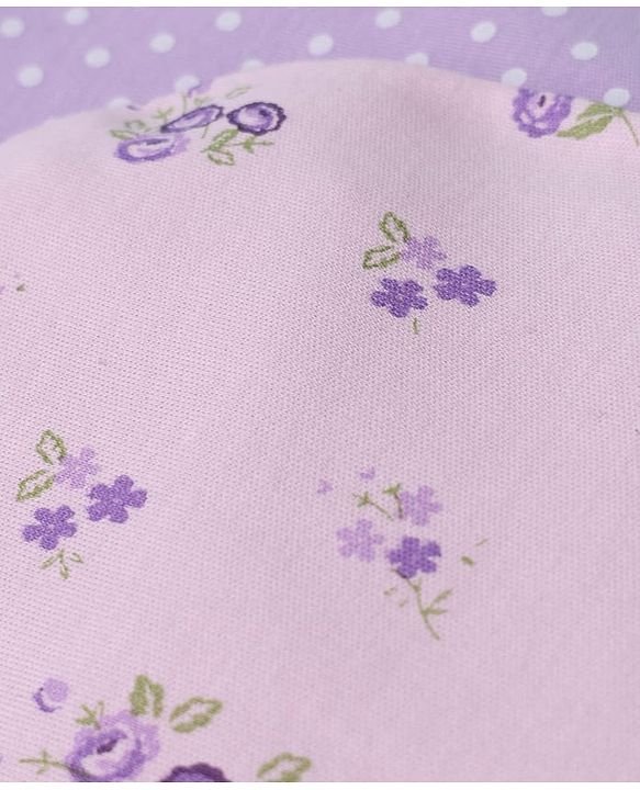 Babyhug 100% Cotton Interlock Knit Polka Dots & Floral Printed Cap Pack of 2 - Pink & Purple