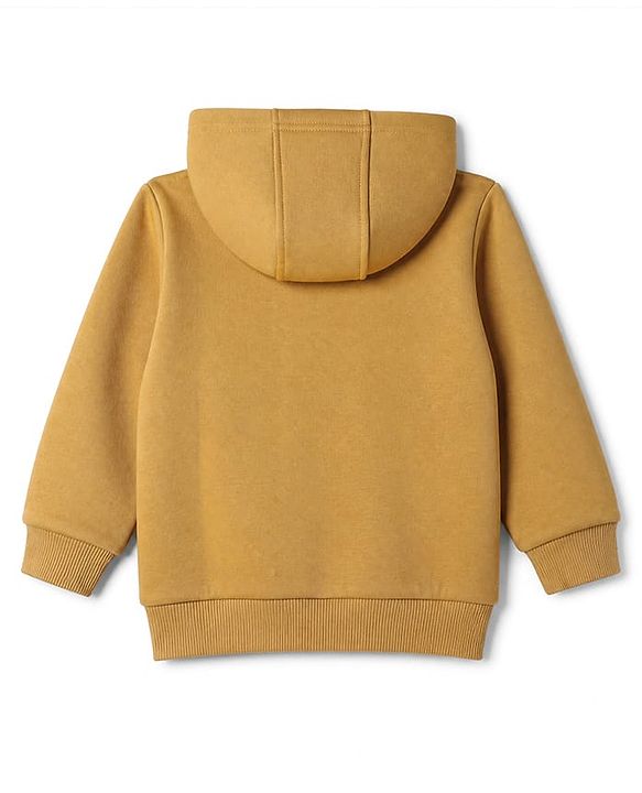 Babyhug Fleece Knit Heavy Gauge Hooded Sweat Jacket with Full Sleeves - Mustard