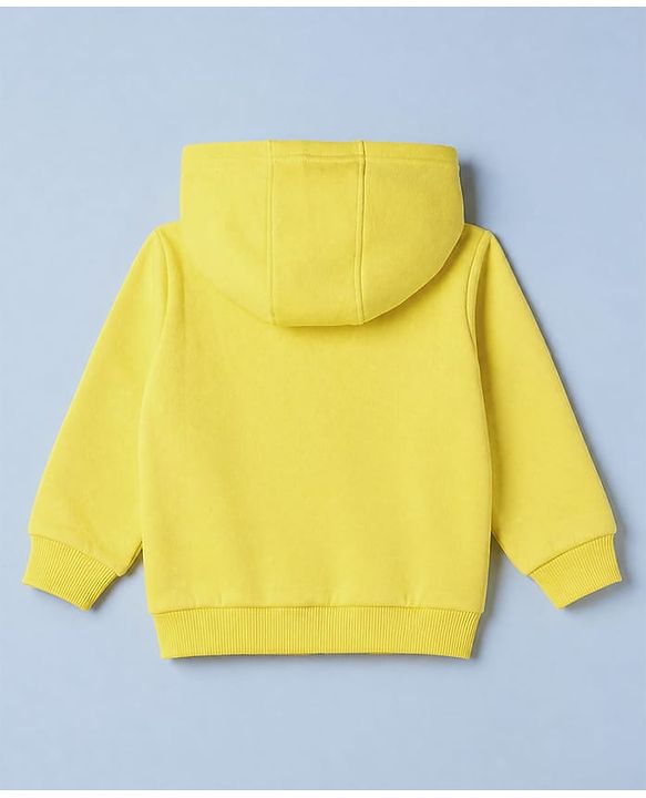 Babyhug Fleece Knit Heavy Gauge Warm Hooded Sweat Jacket with Full Sleeves - Yellow