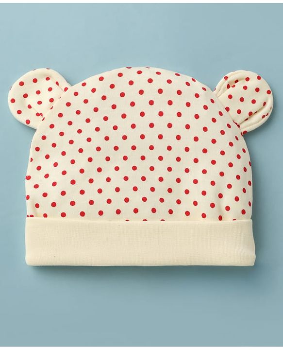 Babyhug 100% Cotton Interlock Knit Printed Baby Caps in Yellow - Diameter 15 cm