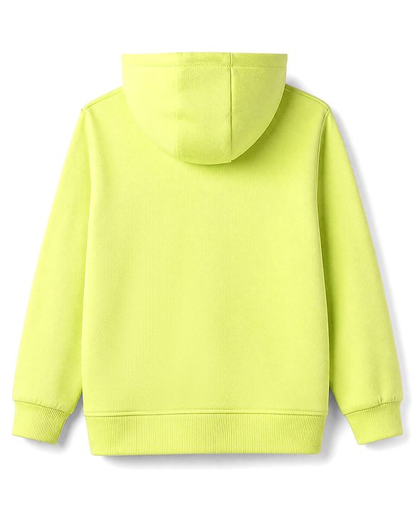 Pine Kids Cotton Knit Hoodie with Full Sleeves and Brooklyn Varsity Print in Lime in Green for 4-5 Years
