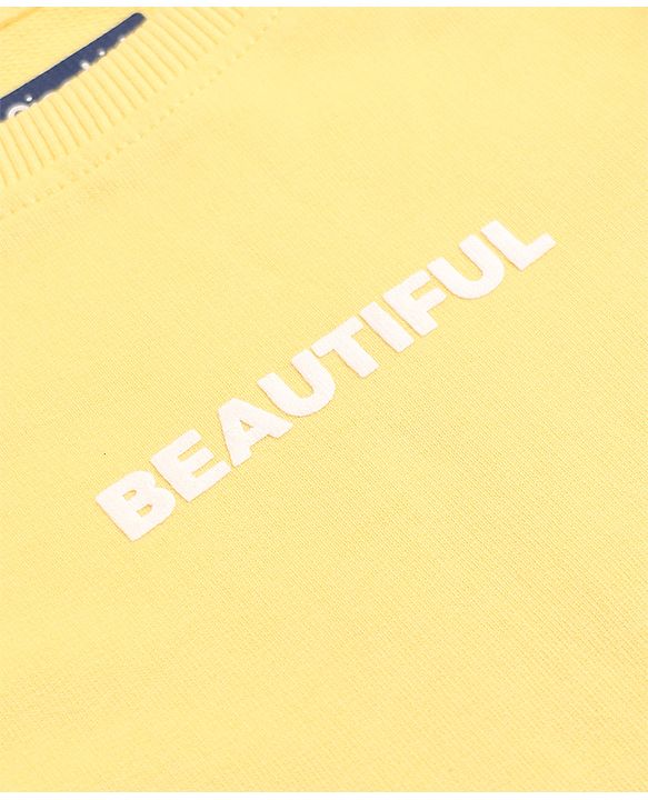 Pine Kids 100% Cotton Knit Sweatshirt with Full Sleeves, Beautiful Print in Yellow