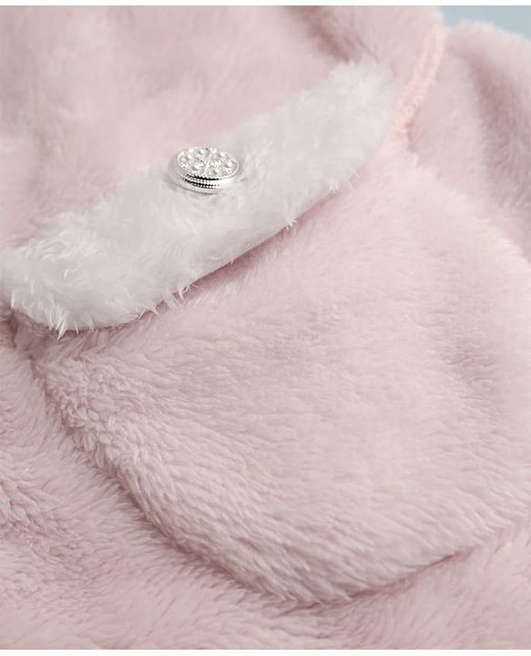 Babyhug Heavy Gauge Warm Fleece Fur Knit Jacket with Full Sleeves & Front Pocket in Light Pink