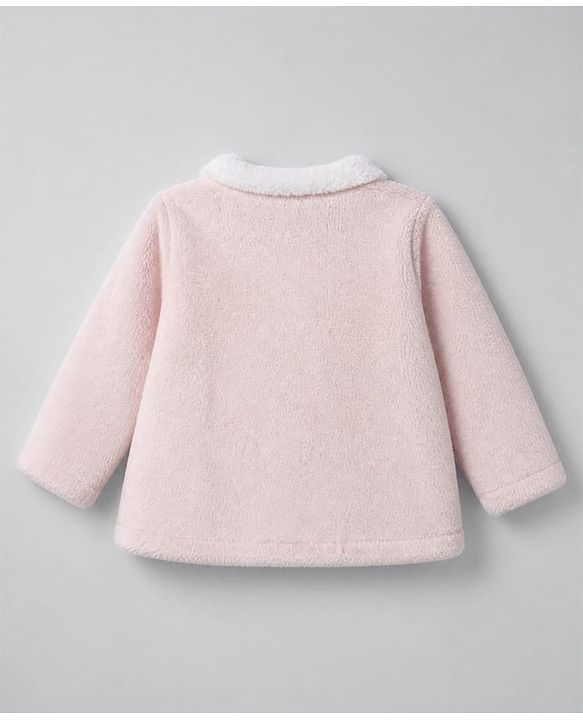 Babyhug Heavy Gauge Warm Fleece Fur Knit Jacket with Full Sleeves & Front Pocket in Light Pink
