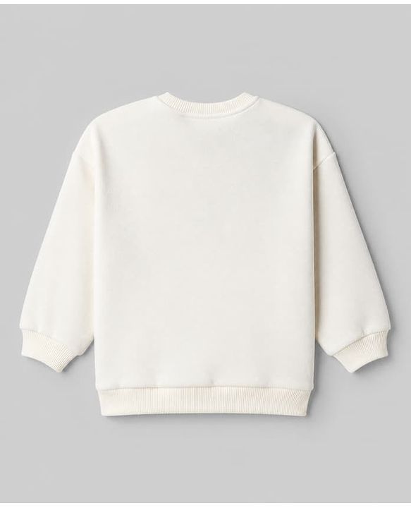 Babyhug Heavy Gauge Terry Knit Sweatshirt With Full Sleeves & Love Applique - Off White