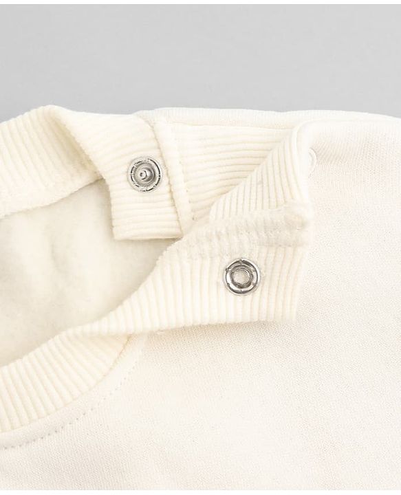 Babyhug Heavy Gauge Terry Knit Sweatshirt With Full Sleeves & Love Applique - Off White