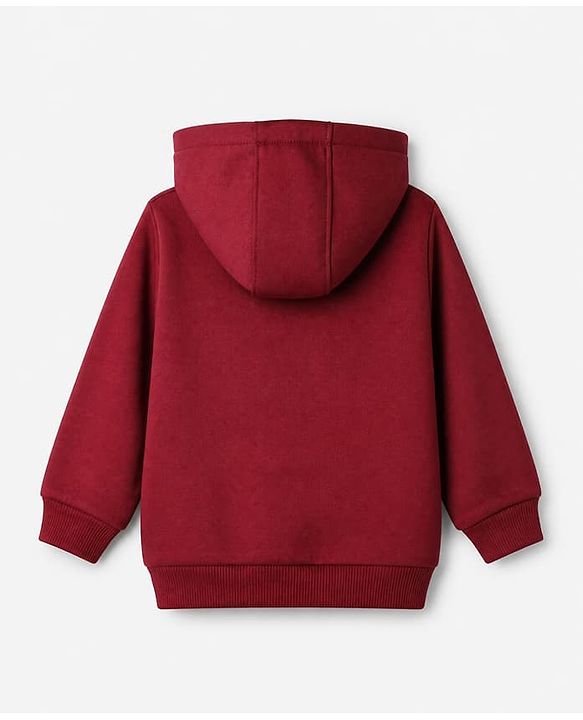 Babyhug Cotton Warm Fleece Blend Knit Sweatshirts with Full Sleeves and 95 Print - Dark Red