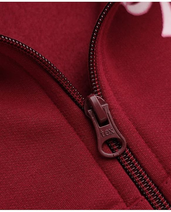 Babyhug Cotton Warm Fleece Blend Knit Sweatshirts with Full Sleeves and 95 Print - Dark Red