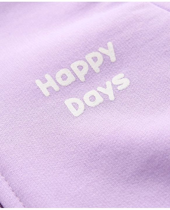 Babyhug Cotton Blend Heavy Gauge Warm Fleece Knit Sweatshirt with Full Sleeves and Happy Days Print - Lavender