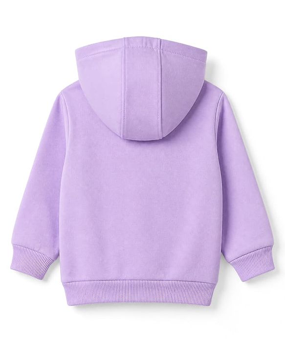 Babyhug Cotton Blend Heavy Gauge Warm Fleece Knit Sweatshirt with Full Sleeves and Happy Days Print - Lavender