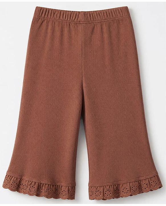 Babyhug 100% Cotton Rib Knit Full Sleeves Top and Leggings with Bow Applique - Brown