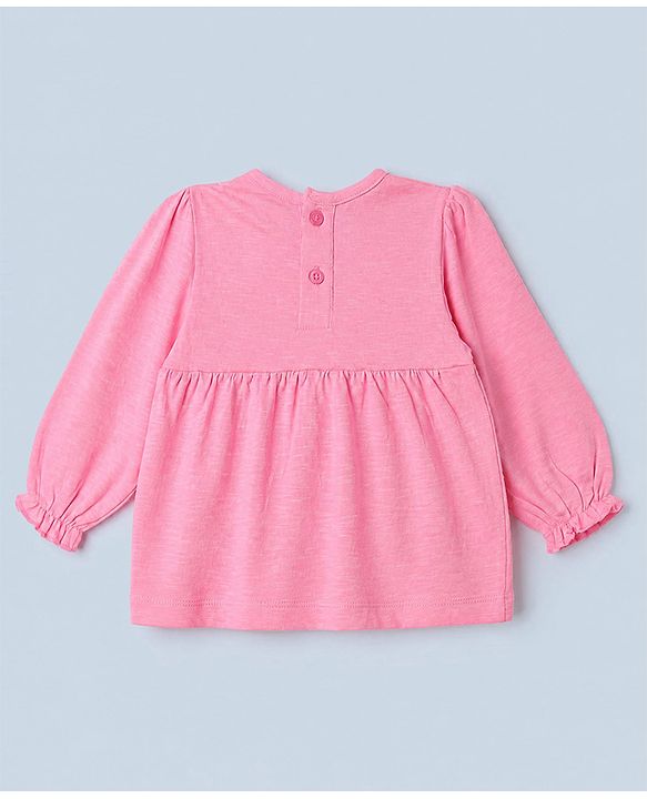 Babyhug 100% Cotton Single Jersey Knit Top and Leggings with Full Sleeves and Bow Applique with Bow and Polka Dots Print - Pink