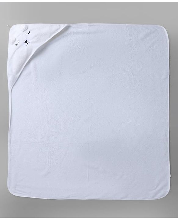 Babyhug Knit Hooded Towel With Animal Embroidery L 81 x B 81 cm - Grey