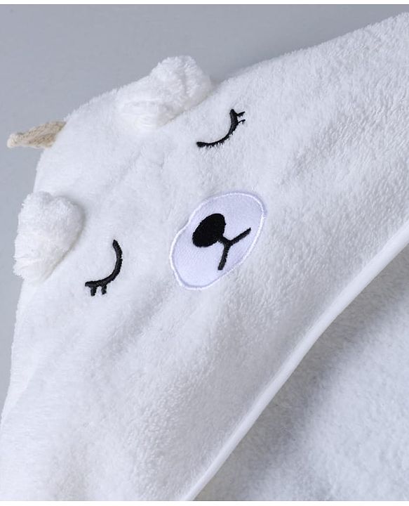 Babyhug Knit Hooded Towel With Animal Embroidery L 81 x B 81 cm - Grey