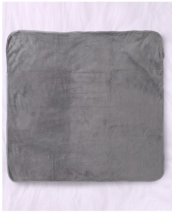 Babyhug Knit Soft Microfiber Hooded Towel With Elephant Print & Embroidery L 80 x B 80 cm - Grey