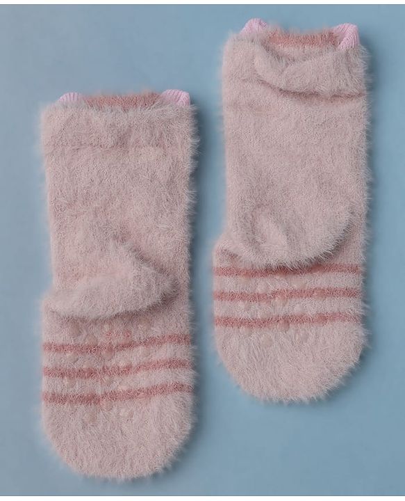 Cute Walk by Babyhug Cotton Blend Knit Mid Calf Socks With Puppy Applique - Plum