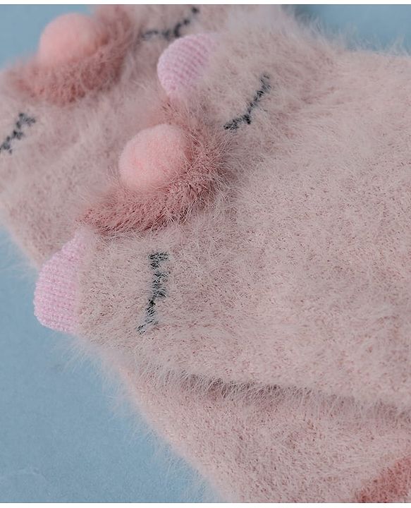 Cute Walk by Babyhug Cotton Blend Knit Mid Calf Socks With Puppy Applique - Plum