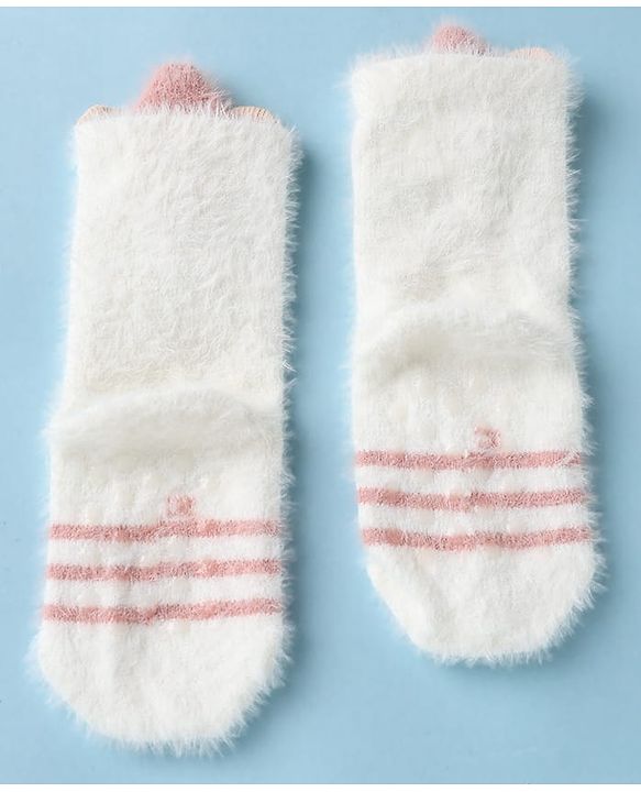 Cute Walk by Babyhug Cotton Blend Knit Mid Calf Socks With Puppy Applique - Plum