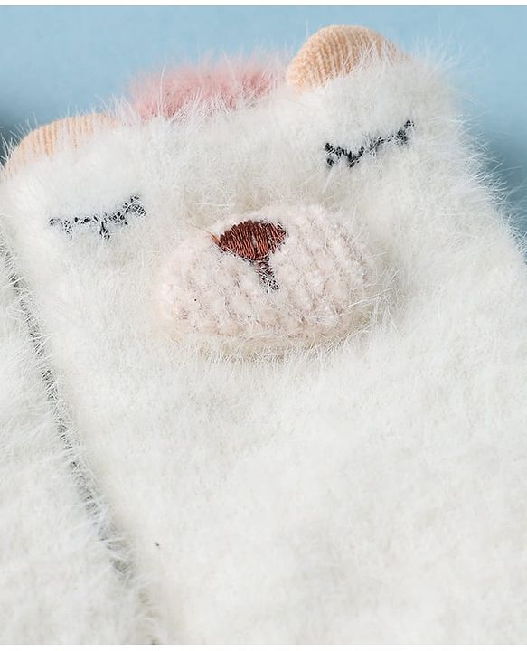 Cute Walk by Babyhug Cotton Blend Knit Mid Calf Socks With Puppy Applique - Plum
