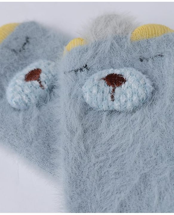 Cute Walk by Babyhug Cotton Blend Mid Calf Knit Socks With Puppy Applique - Blue