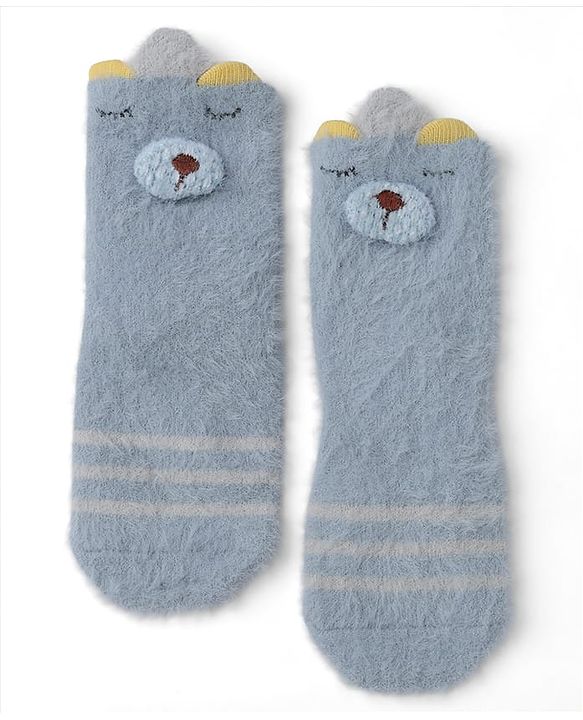 Cute Walk by Babyhug Cotton Blend Mid Calf Knit Socks With Puppy Applique - Blue
