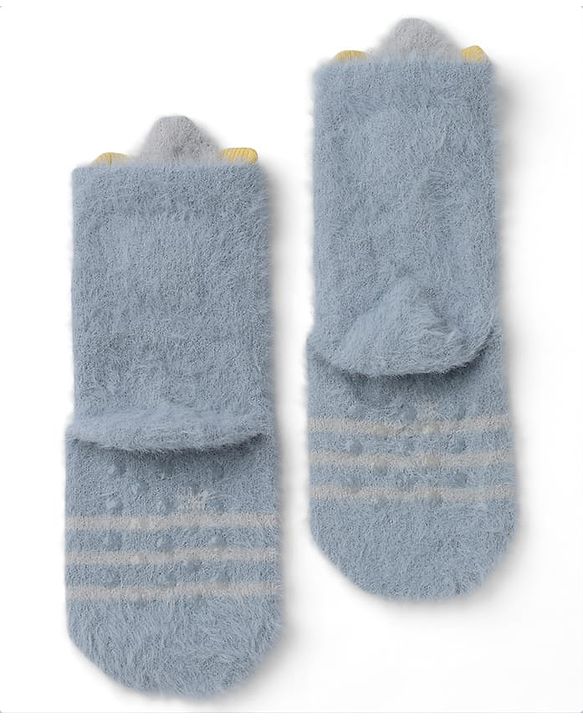 Cute Walk by Babyhug Cotton Blend Mid Calf Knit Socks With Puppy Applique - Blue