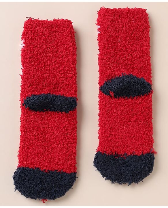 Cute Walk by Babyhug Mid Calf Length Woolen Socks With Snow Design - Red