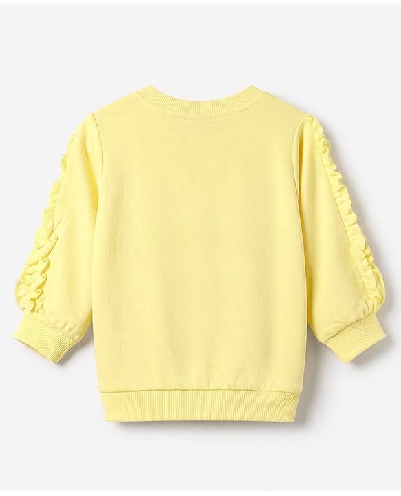 Babyhug 100% Cotton Heavy Gauge Knit Full Sleeves Sweatshirt With Cherry Print - Light Yellow