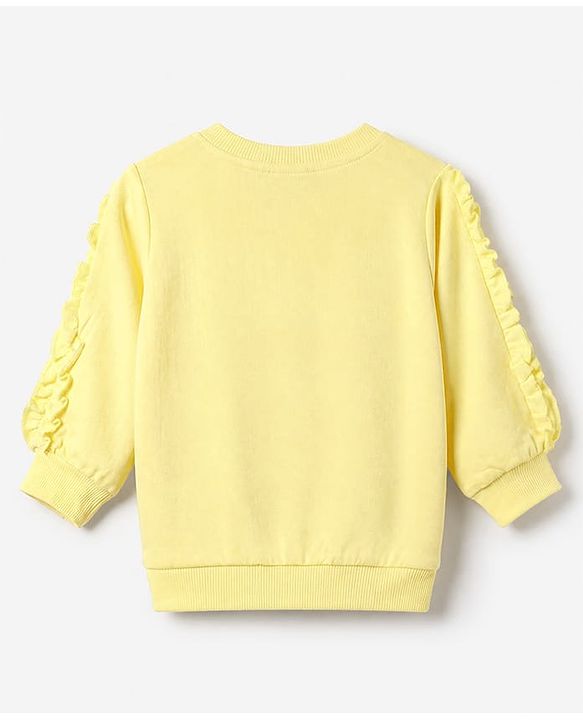 Babyhug 100% Cotton Heavy Gauge Knit Full Sleeves Sweatshirt With Cherry Print - Light Yellow