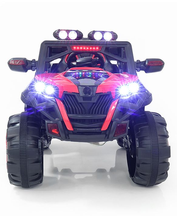 Babyhug Battery Operated Ride-On Jeep with Remote Control| Openable Doors, Music & LED Lights| Magic Swing Mode| Rechargeable Blattery| 20 kg Capacity| Toy for 18 Months6 Years| Black & Red