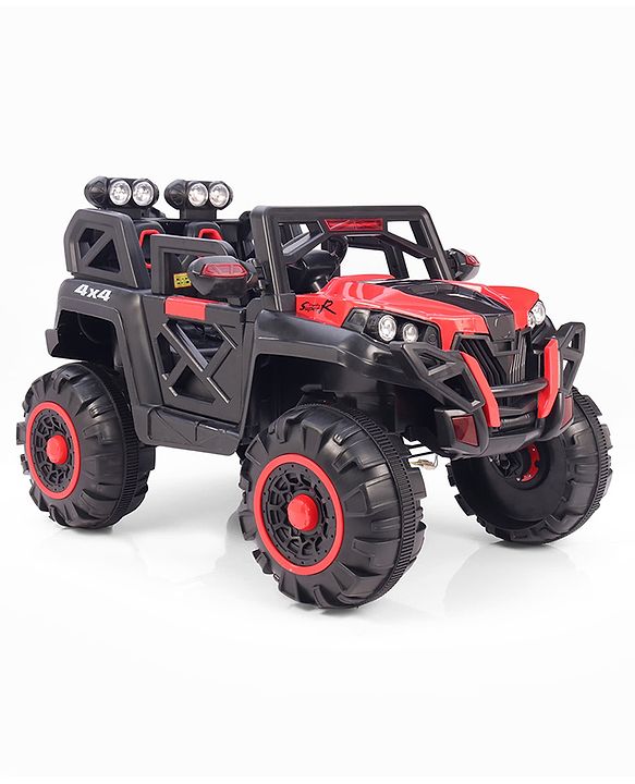 Babyhug Battery Operated Ride-On Jeep with Remote Control| Openable Doors, Music & LED Lights| Magic Swing Mode| Rechargeable Blattery| 20 kg Capacity| Toy for 18 Months6 Years| Black & Red