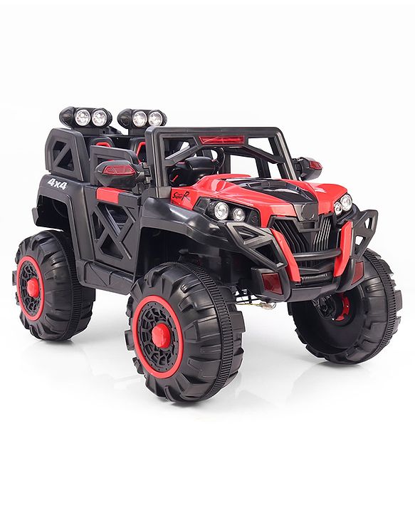 Babyhug Battery Operated Ride-On Jeep with Remote Control| Openable Doors, Music & LED Lights| Magic Swing Mode| Rechargeable Blattery| 20 kg Capacity| Toy for 18 Months6 Years| Black & Red