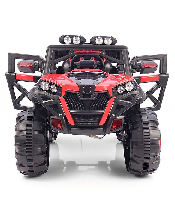 Babyhug Battery Operated Ride-On Jeep with Remote Control| Openable Doors, Music & LED Lights| Magic Swing Mode| Rechargeable Blattery| 20 kg Capacity| Toy for 18 Months6 Years| Black & Red