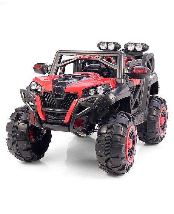 Babyhug Battery Operated Ride-On Jeep with Remote Control| Openable Doors, Music & LED Lights| Magic Swing Mode| Rechargeable Blattery| 20 kg Capacity| Toy for 18 Months6 Years| Black & Red