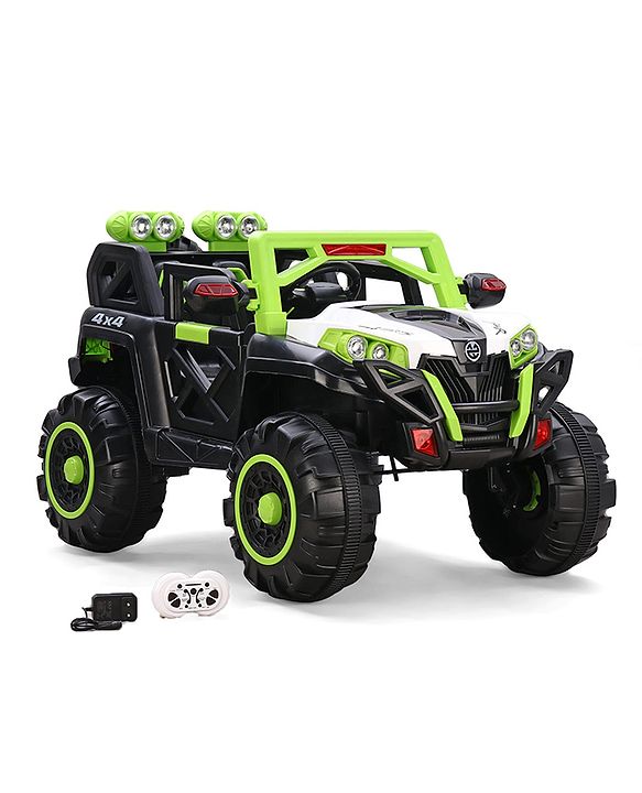 Babyhug Battery Operated Ride-On Jeep with Remote Control| Openable Doors, Music & LED Lights| Magic Swing Mode| Rechargeable Blattery| 20 kg Capacity| Toy for 18 Months6 Years| Black & Red