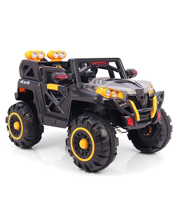 Babyhug Battery Operated Ride-On Jeep with Remote Control| Openable Doors, Music & LED Lights| Magic Swing Mode| Rechargeable Blattery| 20 kg Capacity| Toy for 18 Months6 Years| Black & Red