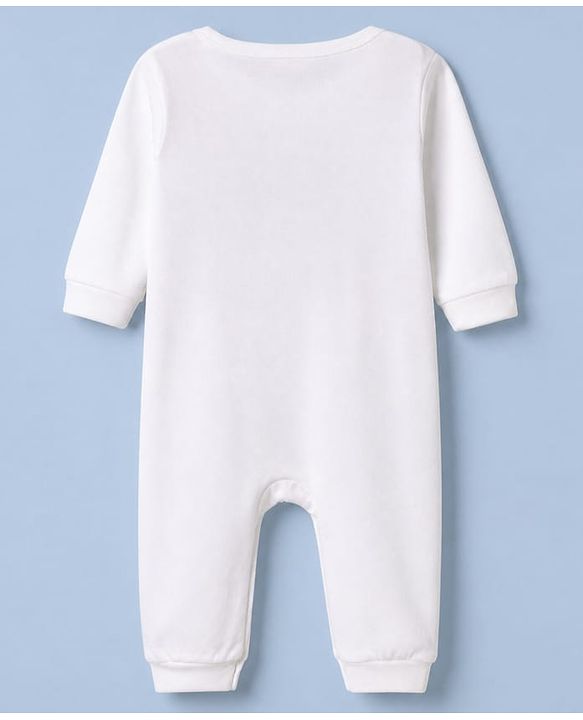 Babyhug 100% Cotton Interlock Knit Full Sleeves Solid Romper - White