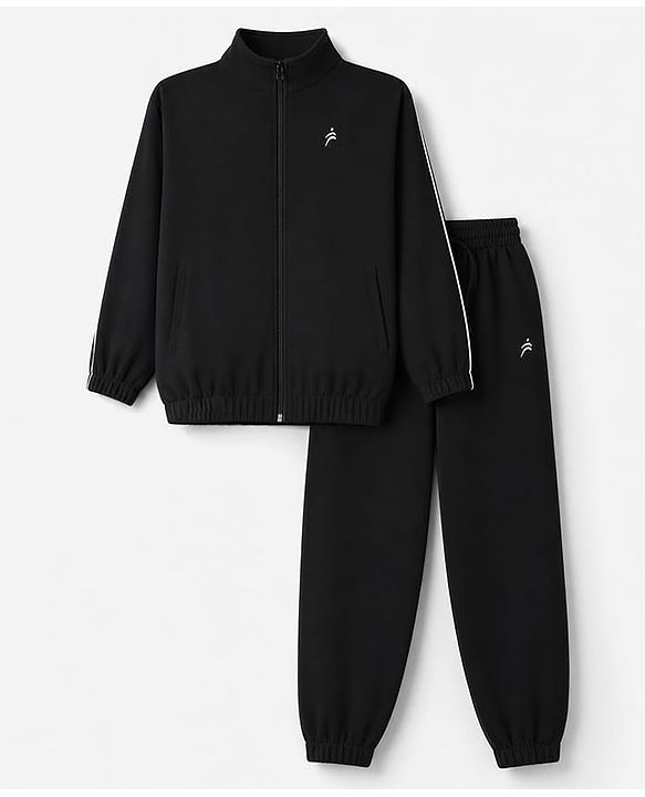 Pine Active Woven Ultra Light Woven Full Sleeves Tracksuit - Black
