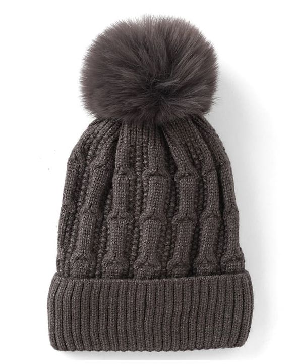 Babyhug Knit Woollen Pom Pom Cap Grey - Diameter 11 cm