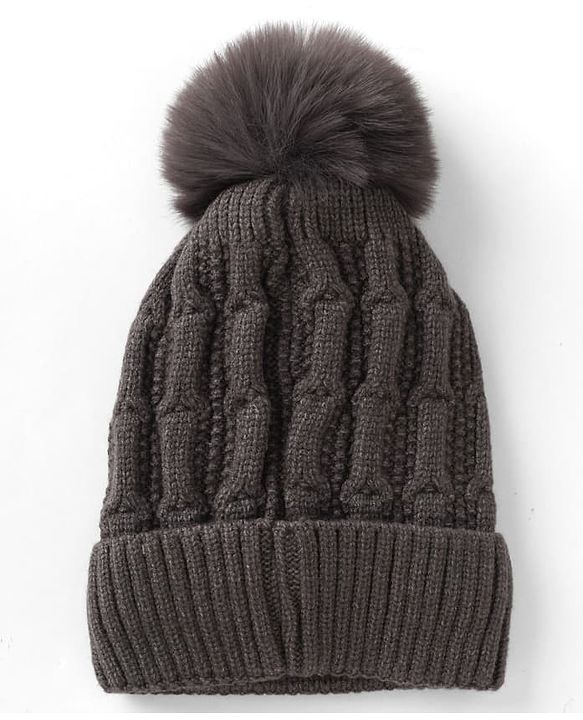Babyhug Knit Woollen Pom Pom Cap Grey - Diameter 11 cm